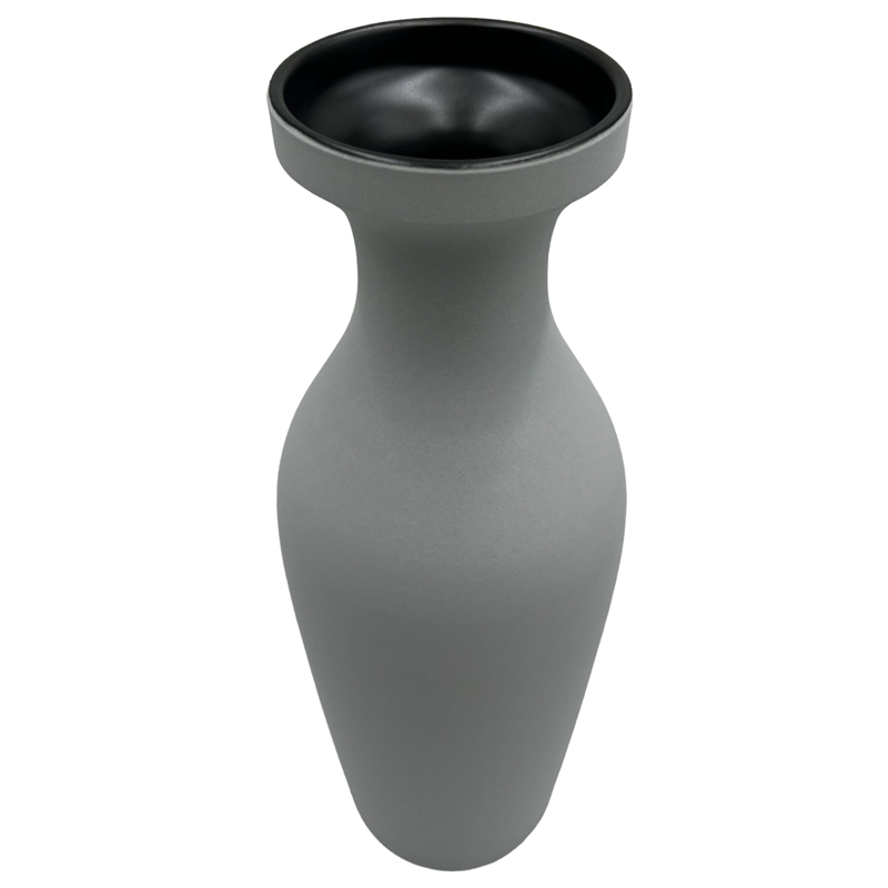 Bergamo Art 12 Inch Tall Modern Grey Ceramic Vase