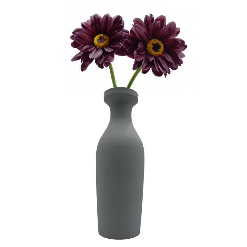 Bergamo Art 12 Inch Tall Modern Grey Ceramic Vase