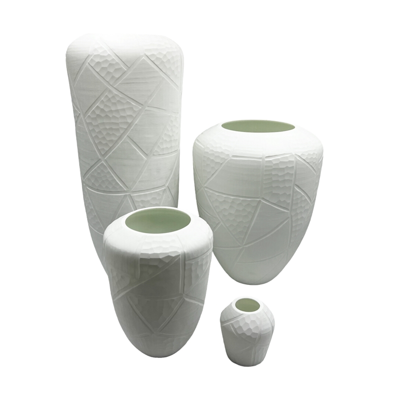 Bergamo Art Set of 4 Decorative Handmade Glass Modern Vase in White