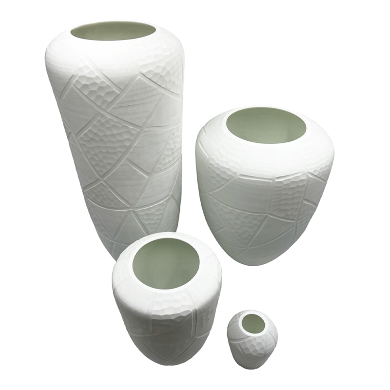 Bergamo Art Set of 4 Decorative Handmade Glass Modern Vase in White