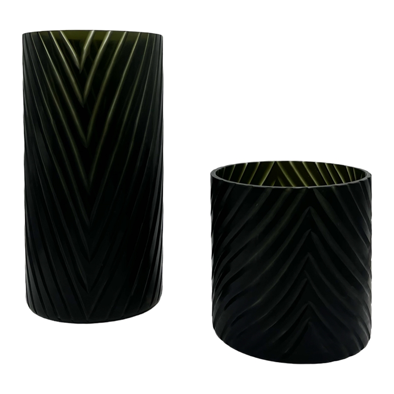 Bergamo Art Set of 2 Decorative Handmade Glass Modern Art Vase in Black