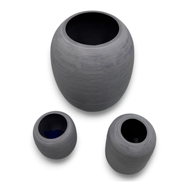 Bergamo Art Set of 3 Decorative Handmade Cylinder Vase in Grey