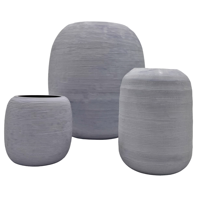 Bergamo Art Set of 3 Decorative Handmade Cylinder Vase in Grey