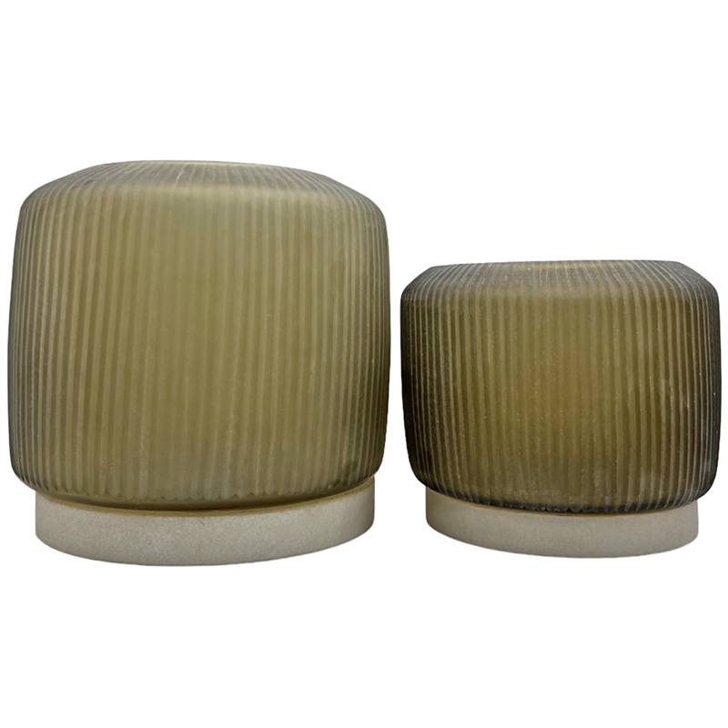 Bergamo Art Set of 2 Decorative Handmade Glass Earthy Elegance Vase in Brown