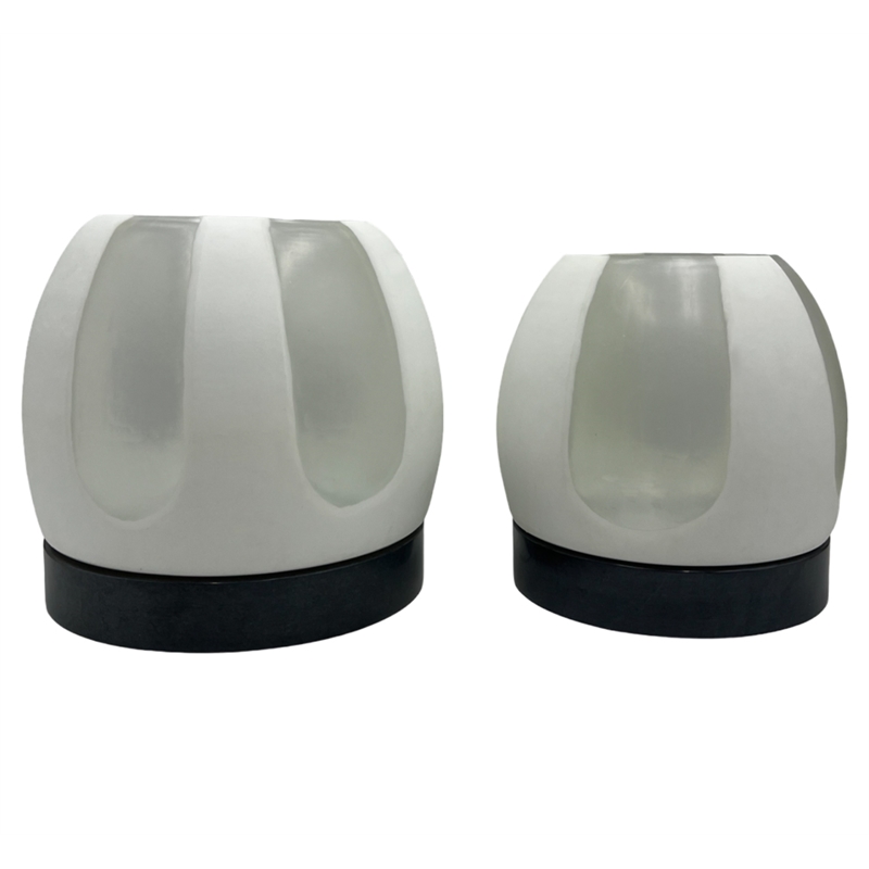 Bergamo Art Set of 2 Decorative Handmade Glass Serene Spheres Vase in White