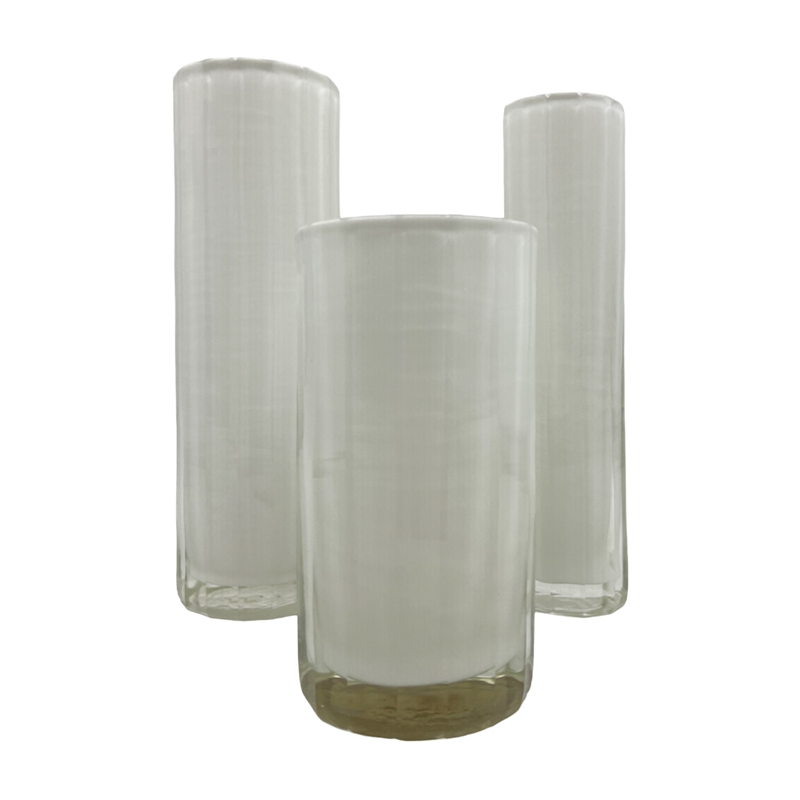 Bergamo Art Set of 3 Decorative Handmade Glass Cylinder Flower Vase in White