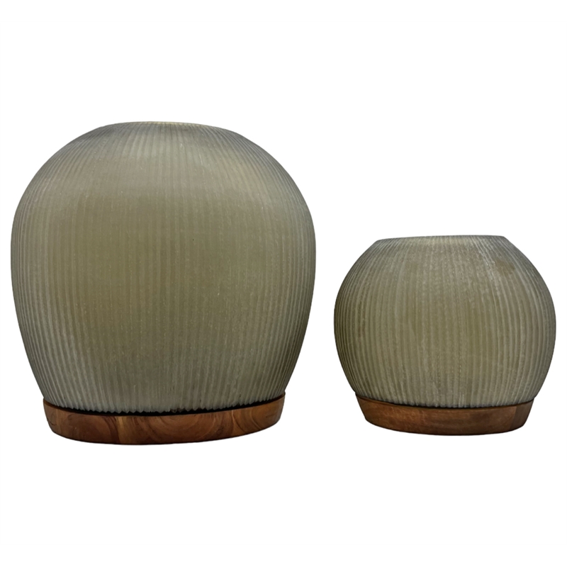 Bergamo Art Set of 2 Decorative Handmade Urban Chic Ribbed Vase in Brown