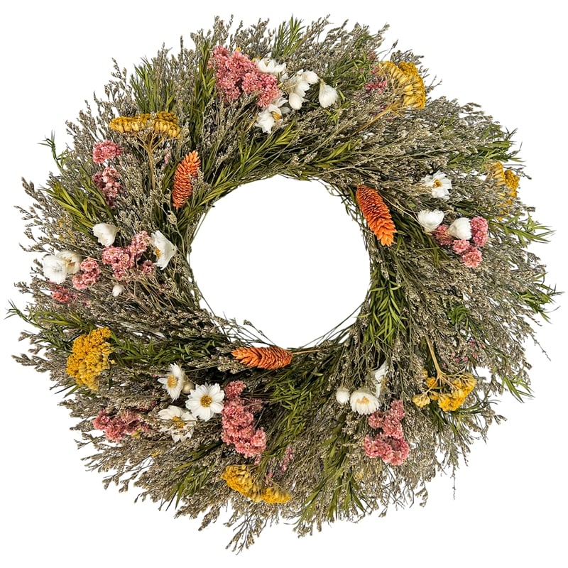 Preserved Botanical Wreath Green Natural Mixed Blooms