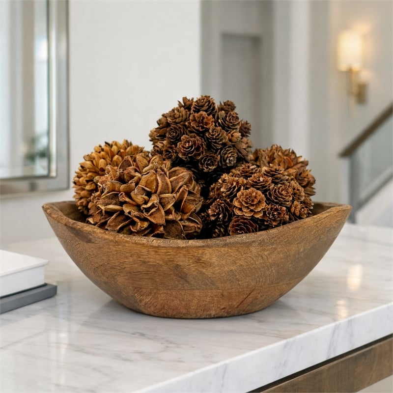 Handmade Natural & Preserved Topiary Balls Bowl Filler Orbs In Brown Set Of 6
