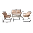 4-Piece Outdoor Furniture Set Rattan Wicker Patio Conversation Bistro Set &Table