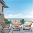 4-Piece Outdoor Furniture Set Rattan Wicker Patio Conversation Bistro Set &Table