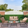 4-Piece Outdoor Furniture Set Rattan Wicker Patio Conversation Bistro Set &Table