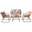 4-Piece Outdoor Furniture Set Rattan Wicker Patio Conversation Bistro Set &Table