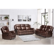 3-Piece Living Room Set Faux Leather Reclining Sofa Set & Drop Down Table Brown