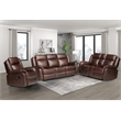 3-Piece Living Room Set Faux Leather Reclining Sofa Set & Drop Down Table Brown