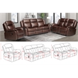 3-Piece Living Room Set Faux Leather Reclining Sofa Set & Drop Down Table Brown