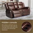 3-Piece Living Room Set Faux Leather Reclining Sofa Set & Drop Down Table Brown