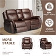 3-Piece Living Room Set Faux Leather Reclining Sofa Set & Drop Down Table Brown