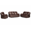 3-Piece Living Room Set Faux Leather Reclining Sofa Set & Drop Down Table Brown