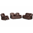 3-Piece Living Room Set Faux Leather Reclining Sofa Set & Drop Down Table Brown