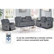 3-Piece Reclining Fabric Modern Sofa Set LED & Speaker Gray