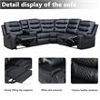 Modern L-Shaped Sectional Sofa Manual Reclining Faux Leather Couch Black