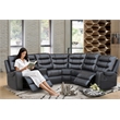 Modern L-Shaped Sectional Sofa Manual Reclining Faux Leather Couch Black