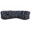 Modern L-Shaped Sectional Sofa Manual Reclining Faux Leather Couch Black