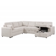 Modern Sleeper Sofa Set with Pull Out Bed Storage Chaise Fabric Beige