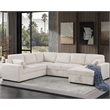 Modern Sleeper Sofa Set with Pull Out Bed Storage Chaise Fabric Beige