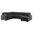 Modern Sleeper Sofa Set with Pull Out Bed Storage Chaise Fabric Dark Gray