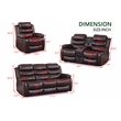 3-Piece Faux Leather Reclining Sofa Set Drop Down Table USB Charging Brown