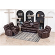 3-Piece Faux Leather Reclining Sofa Set Drop Down Table USB Charging Brown