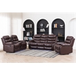 3-Piece Faux Leather Reclining Sofa Set Drop Down Table USB Charging Brown