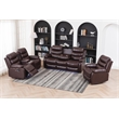 3-Piece Faux Leather Reclining Sofa Set Drop Down Table USB Charging Brown