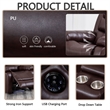 3-Piece Faux Leather Reclining Sofa Set Drop Down Table USB Charging Brown