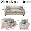 3-Piece Living Room Sofa Set Matte Faux Leather Living Room Set Beige