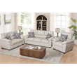 3-Piece Living Room Sofa Set Matte Faux Leather Living Room Set Beige