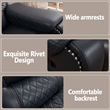 3-Piece Faux Leather Reclining Sofa Set with Drop Down Table USB Charging Blue
