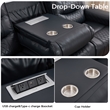 3-Piece Faux Leather Reclining Sofa Set with Drop Down Table USB Charging Blue