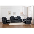 3-Piece Faux Leather Reclining Sofa Set with Drop Down Table USB Charging Blue