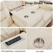 3-Piece Faux Leather Reclining Sofa Set with Drop Down Table USB Charging Beige