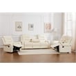 3-Piece Faux Leather Reclining Sofa Set with Drop Down Table USB Charging Beige
