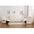 3-Piece Faux Leather Reclining Sofa Set with Drop Down Table USB Charging Beige