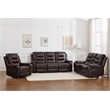 3-Piece Faux Leather Reclining Sofa Set with Drop Down Table USB Charging Brown