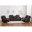 3-Piece Faux Leather Reclining Sofa Set with Drop Down Table USB Charging Brown