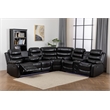 Reclining Sectional Sofa Black Faux Leather 6-Seater L-Shape Living Room Set