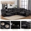 Reclining Sectional Sofa Black Faux Leather 6-Seater L-Shape Living Room Set