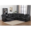 Reclining Sectional Sofa Black Faux Leather 6-Seater L-Shape Living Room Set