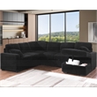 Modern Sectional Sleeper Sofa Set with Pull Out Bed Storage Chaise Fabric Black